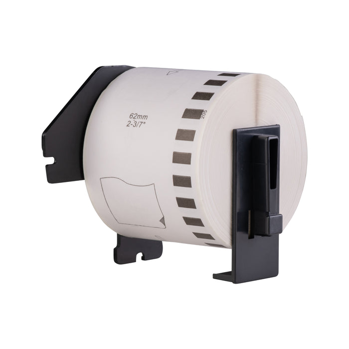 Étiquettes compatibles Brother DK-44205, 62 mm x 30,48 m, avec support Brother, amovible