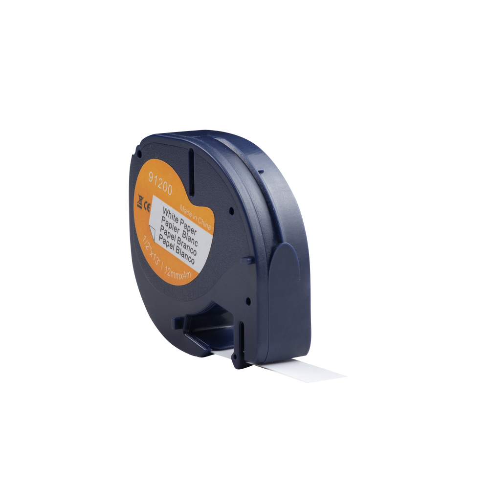 Dymo Compatible 91200 (S0721510) ruban noir sur blanc (papier) 12 mm x 4 m