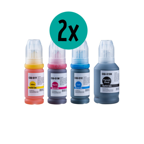 2 x pack économique CMJN compatible Canon GI-51