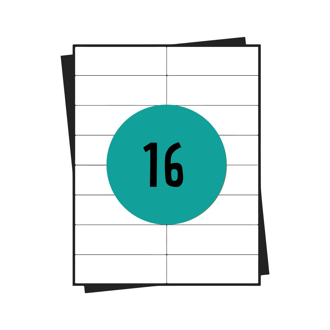 Feuilles d'autocollants A4, 16 par feuille, 88,9 x 33,8 mm, blanc, permanent - 100 feuilles