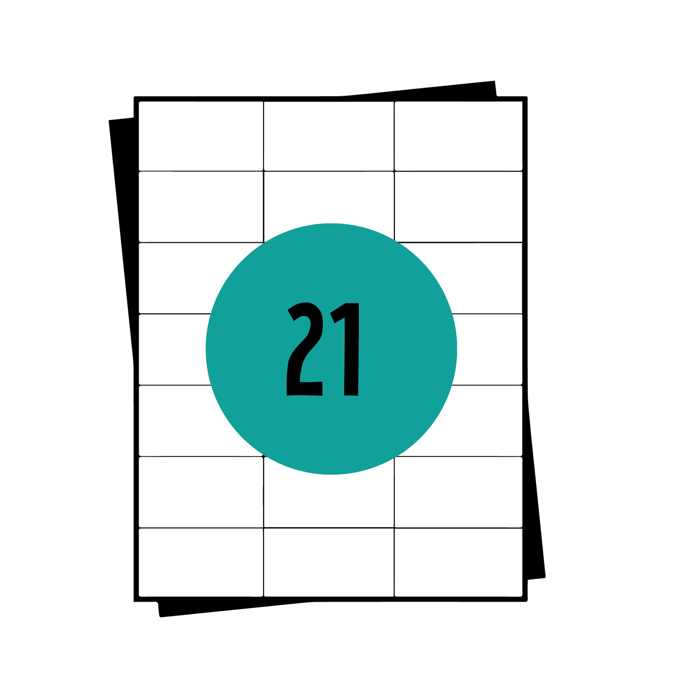 Feuilles d'autocollants A4, 21 par feuille, 70 x 42,2 mm, blanc, permanent - 100 feuilles