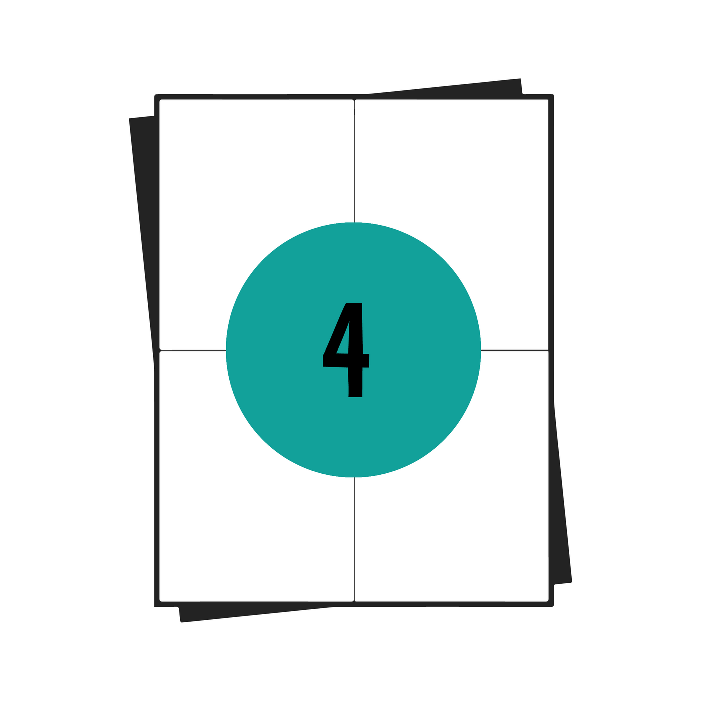 Feuilles d'autocollants A4, 4 par feuille, 105 x 148 mm, blanc, permanent - 100 feuilles